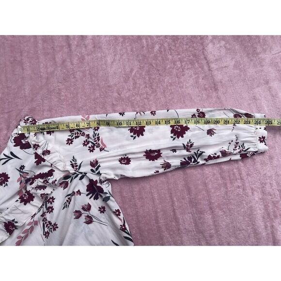 Loft Outlet Floral Ruffle Mock Neck Blouse Size XL Long Sleeves - Picture 6 of 12